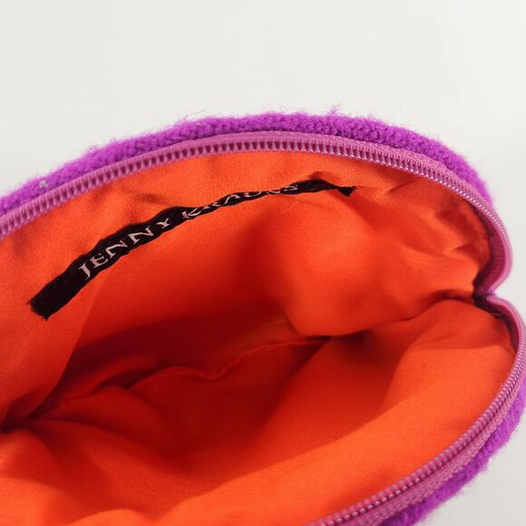 Jenny Krauss Monogram "H" Embroidered Wool Round Pouch Wallet Purple Pink Floral - Picture 5 of 7
